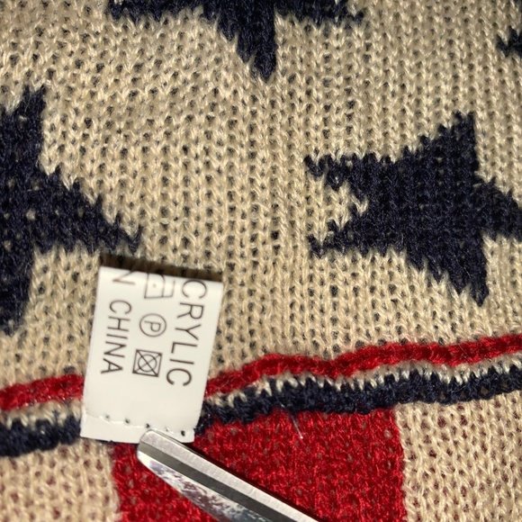 Patriotic Infinity Scarf Acrylic Red White Tan - Picture 5 of 7